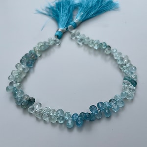 Cuentas facetadas de aguamarina azul de calidad AAA, cuentas de aguamarina natural con forma de lágrima, cuentas de aguamarina artesanales.