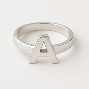A Initial Sterling Silver Ring – Personalized Letter A Jewelry, Minimalist Adjustable Ring, Custom Gift for Her, Everyday Wear
