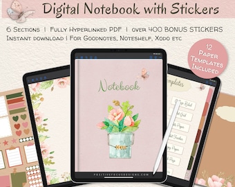 Cuaderno digital Gentle Poppy: iPad y Android, más de 400 pegatinas (descarga en PDF)