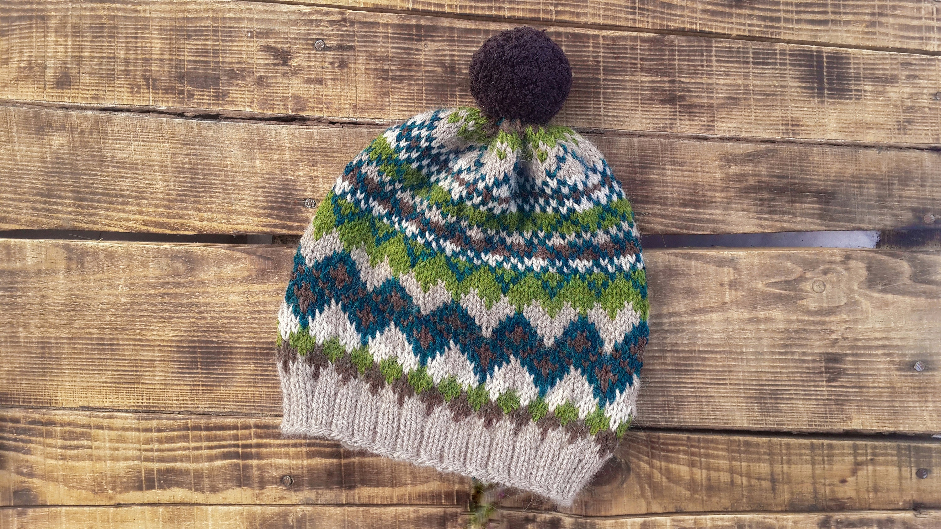 Men hat pattern Fair Isle male hat knitting pattern Green Etsy