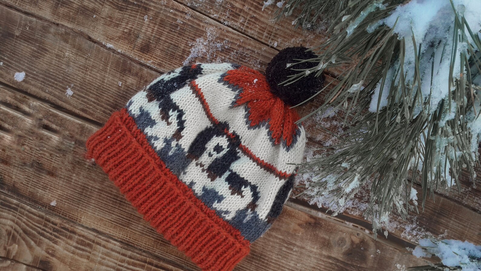 Knit hat with dog knitting pattern Dog lover hat Knit hat with Etsy