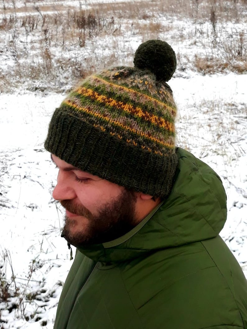 Fair Isle hat men knitting colorwork pattern Wool winter Etsy