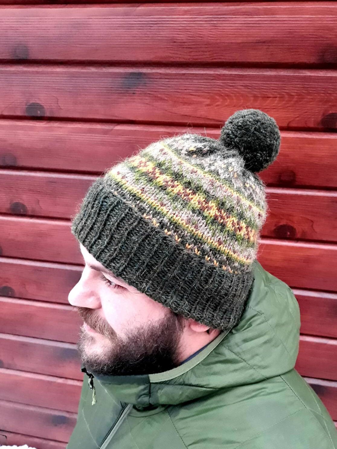 Fair Isle hat men knitting colorwork pattern Wool winter Etsy