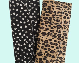 Estuche para gafas de sol con estampado animal, suave, con estampado de leopardo, acolchado, con forma de huella de pata, ideal para amantes de las mascotas, dueños de perros y gatos.
