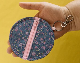 Circle Zip Earbud Headphone Pouch Diy Small Coin Pouch Change