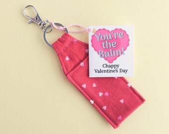 Valentine's Day Gift Under 5 of Lip Balm Holder Heart Keychain for Girlfriend Caregiver Nurse Volunteer Coworker  Teacher Bulk Thank You