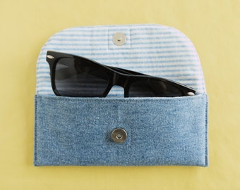 Eyeglasses Case Denim for Her Gift Under 15 of Soft Glasses Case for Mom Daughter or College Girl Gift of Fabric Padded Sunglasses Holder