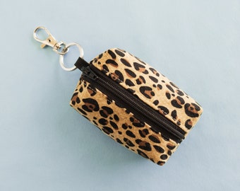 Keychain Pouch Leopard Print for Woman Gift Under 10 of Cheetah Zipper Coin Purse for Grandma Coworker or Girlfriend Ladies Group Club