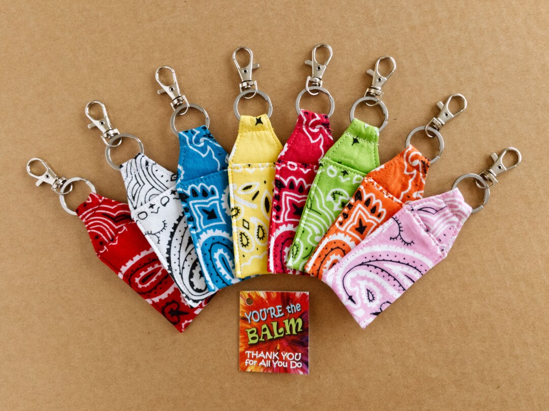 Bandana Lip Balm Holder Keychain for Hiker Camper Group Gift of 8 Lip
