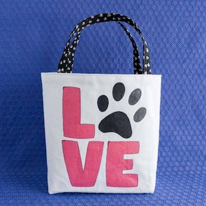 Mini Tote Bag Paw Print Small Canvas Tote Bag for Cat Lovers Mini Handbag for Groomer Sitter Veterinarian Pet Parent Gift for New Kitten