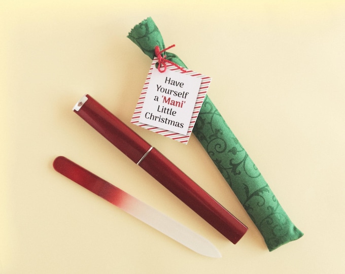 Stocking Stuffer for Women Small Christmas Gift for Coworker Girlfriend Manicure Glass Nail File for Cheap Holiday Party Bulk Gift
