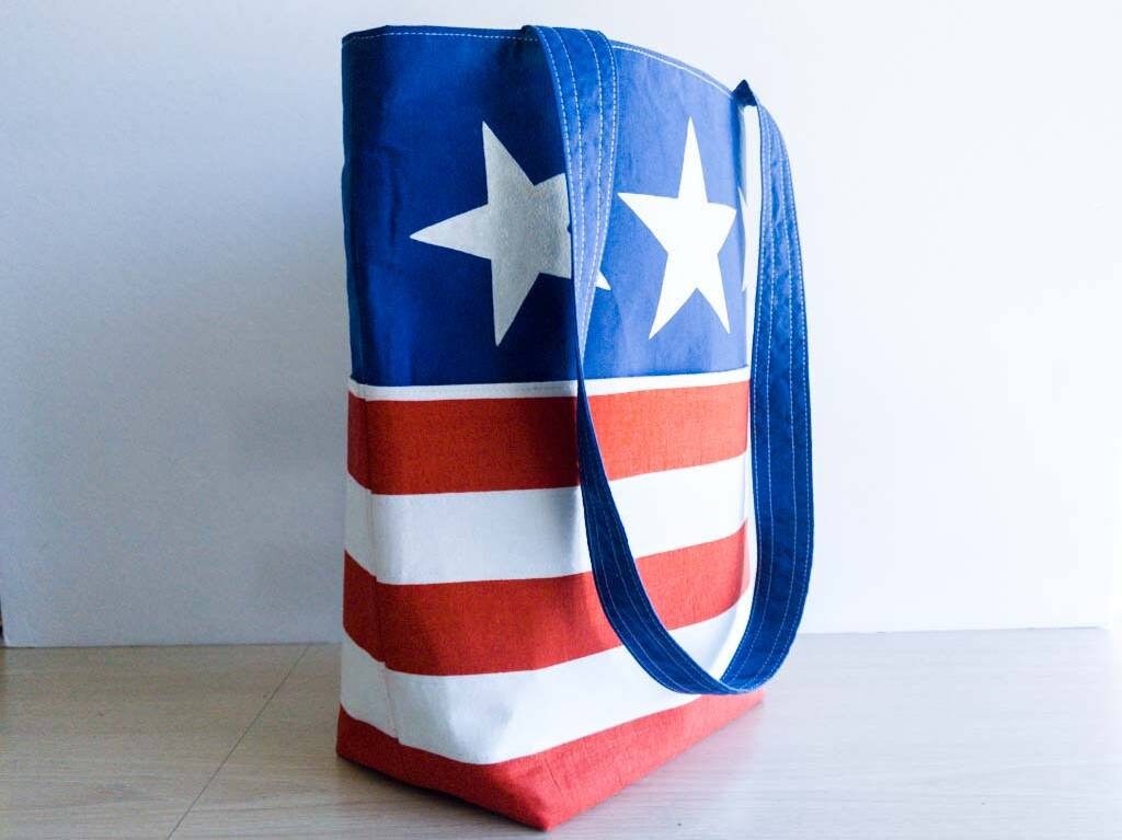 Patriotic Tote Bag American Flag Bag USA Proud Shoulder Etsy