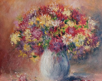 Flowers Vase Painting PRINT Giclée - Bouquet of Flowers Painting Still Life Impressionism Style