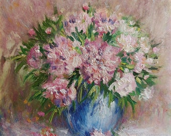 Flowers Vase Painting PRINT Giclée - Bouquet of Flowers Painting Still Life Impressionism Style