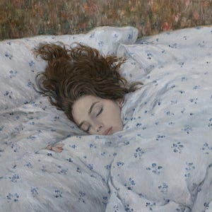 Sleeping Girl Painting Original Oil 22&quot; x 18&quot; - Female Figure Art Bedroom Painting - Sleeping Woman Figurative painting