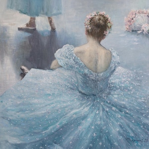 Ballerina Painting Ballet Dancer Painting 20&quot; x 20&quot; - Ballet Figurative Art Portrait Oil Painting - French Impressionism Style