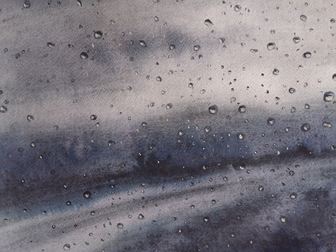 Rain Watercolor Painting Original 12 X 16 Etsy