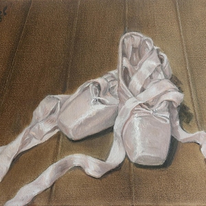 Pointe Shoes Painting Original Oil 10&quot; x 14&quot; - Ballet Shoes Art French Impressionism Style - Still Life Painting