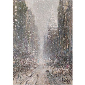New York Painting 14&quot; x 10&quot; - Cityscape Painting Manhattan Painting - Street Scene Winter City Painting - Skyline Painting Impressionism