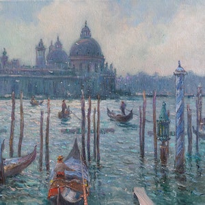 Venice Painting Oil 12&quot; x 16&quot; Italy Painting  - Gondola Painting Urban   Seascape Impressionism - Cityscape Painting Italy Landscape