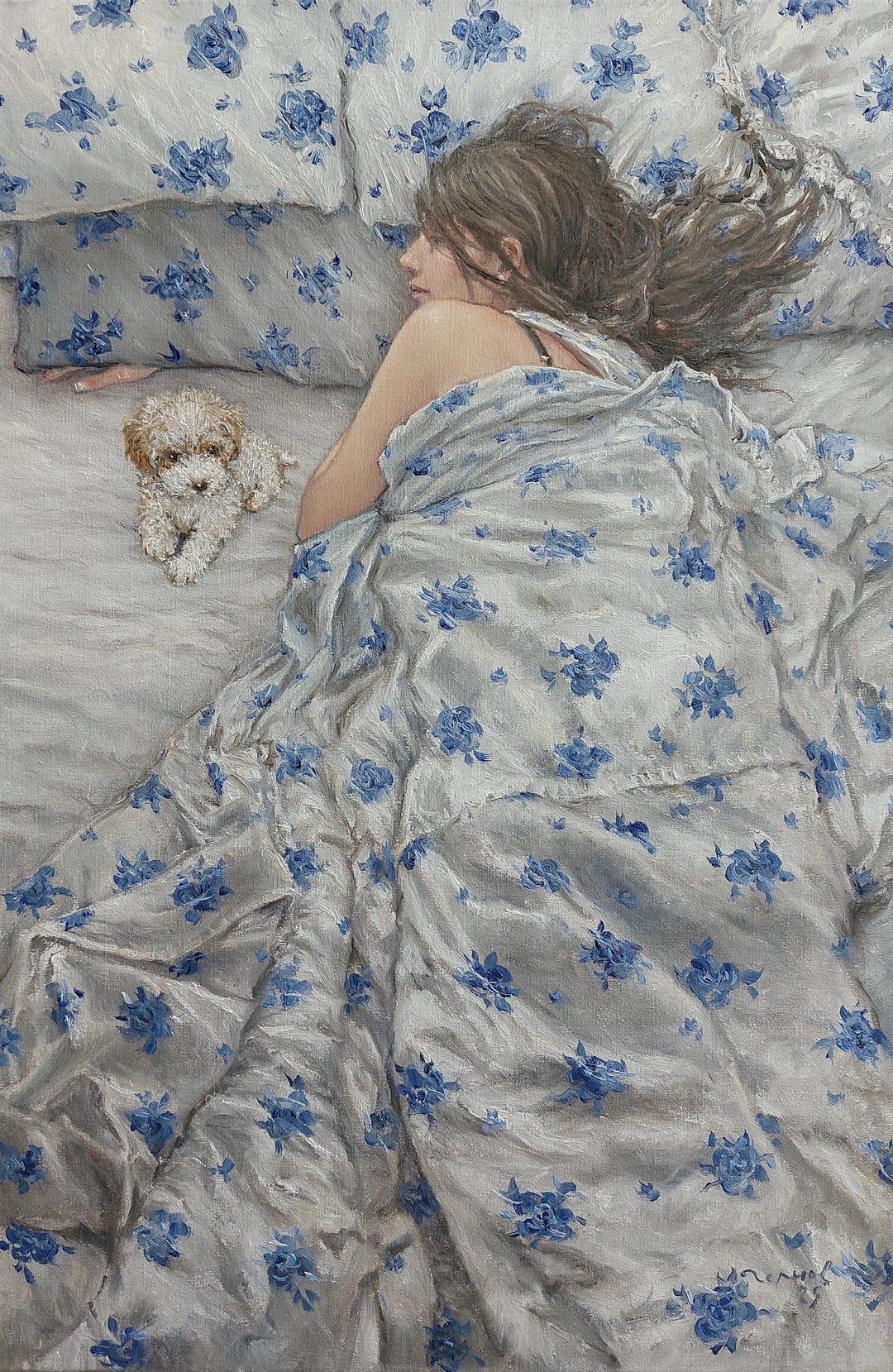 sleeping-girl-painting-oil-24-x-16-maltipoo-puppy-painting-female