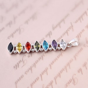 Colgante de piedra preciosa múltiple -Multi Birthstone Cluster Pendant-925 Silver-Multi Color Gemstone Pendant-Layering Collar con múltiples piedras preciosas