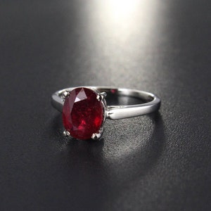 Anillo de rubí rojo 925 plata-ruby oval ovalable anillo-julio anillo de piedra de nacimiento-oval solitario ruby anillo-halo&zodiac anillo de rubí-genuino anillo de piedra preciosa imagen 4