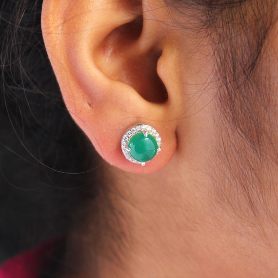 Green onyx hotsell stud earrings