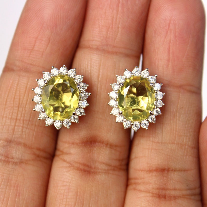 Yellow Topaz Cluster Stud Earringstopaz Halo Stud Etsy