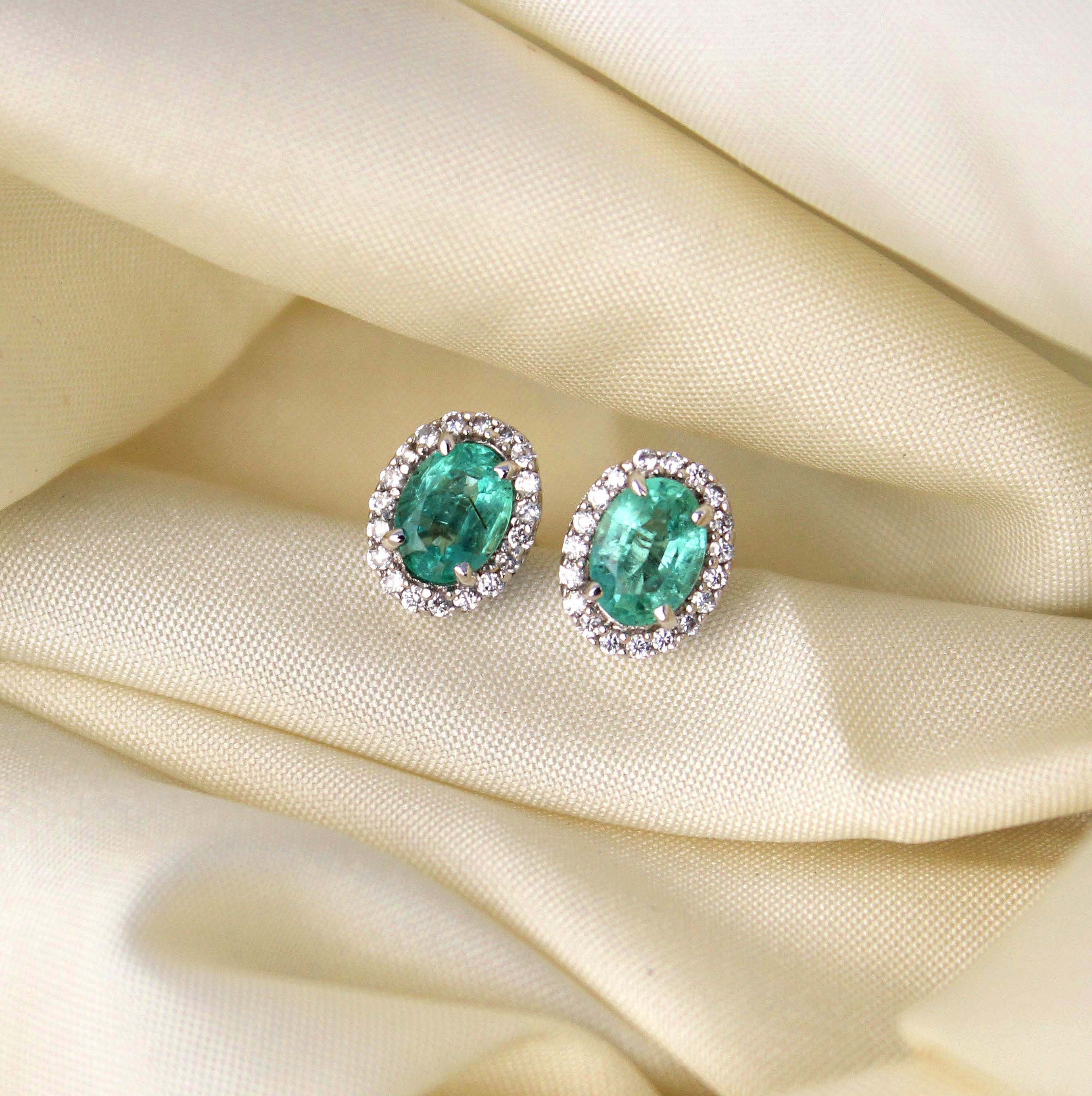 Natural Emerald Cluster Earrings Stud-emerald Minimalist Stud - Etsy