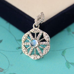 Rainbow Moonstone Charm-Moonstone Cluster Pendant-925 Silver-Art Deco Charm Blue Fire Moonstone Pendant-Moonston Charm Pendant-June