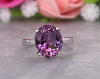 Natural Amethyst ring-Pisces Ring-February Birthstone-Natural Gemstone ring-Purple stone ring-Amethyst facet ring-Rose gold ring-simple ring