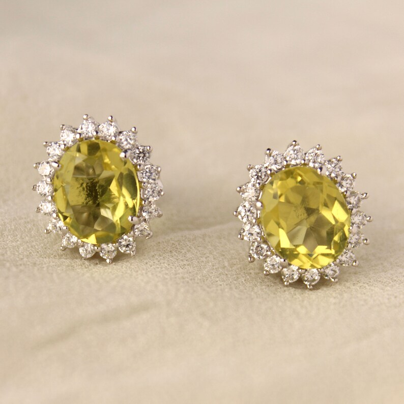 Yellow Topaz Cluster Stud Earringstopaz Halo Stud Etsy