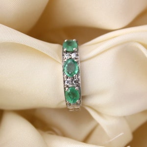 Natural Emerald Eternity Band, Emerald Ring, May Birthstone Ring, Emerald May Birthstone, Emerald Wedding Band,Green Gemstone Ring, gift her