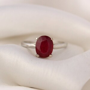 Anillo de rubí rojo 925 plata-ruby oval ovalable anillo-julio anillo de piedra de nacimiento-oval solitario ruby anillo-halo&zodiac anillo de rubí-genuino anillo de piedra preciosa imagen 5
