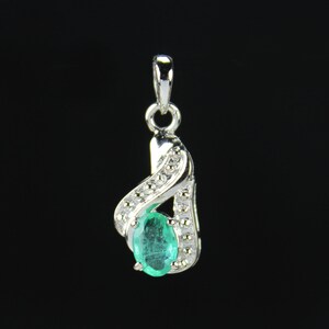 Natural Emerald Pendant, 925 Sterling Silver Zambian Emerald Pendant-Dainty Emerald Necklace-Real Emerald Minimal Pendant,Emerald Charm gift