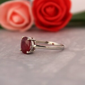 Anillo de rubí rojo 925 plata-ruby oval ovalable anillo-julio anillo de piedra de nacimiento-oval solitario ruby anillo-halo&zodiac anillo de rubí-genuino anillo de piedra preciosa imagen 7