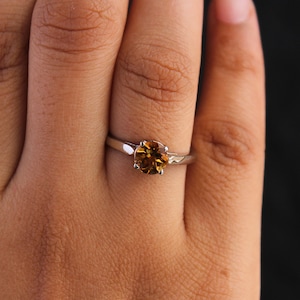 Solitaire Tourmaline Silver Ring, Sterling Silver Band, Yellow Gemstone, Gift For Her, Elegant Jewelry, Timeless Jewelry, Women&#39;s Jewelry