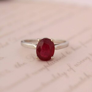 Anillo de rubí rojo 925 plata-ruby oval ovalable anillo-julio anillo de piedra de nacimiento-oval solitario ruby anillo-halo&zodiac anillo de rubí-genuino anillo de piedra preciosa imagen 6