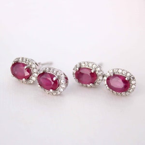 Ruby Earrings-Ruby Statement stud-Ruby Victorian Stud-Vintage Ruby Stud-July Birthstone Stud-Ruby Daily wear stud-925 Silver Ruby Earrings
