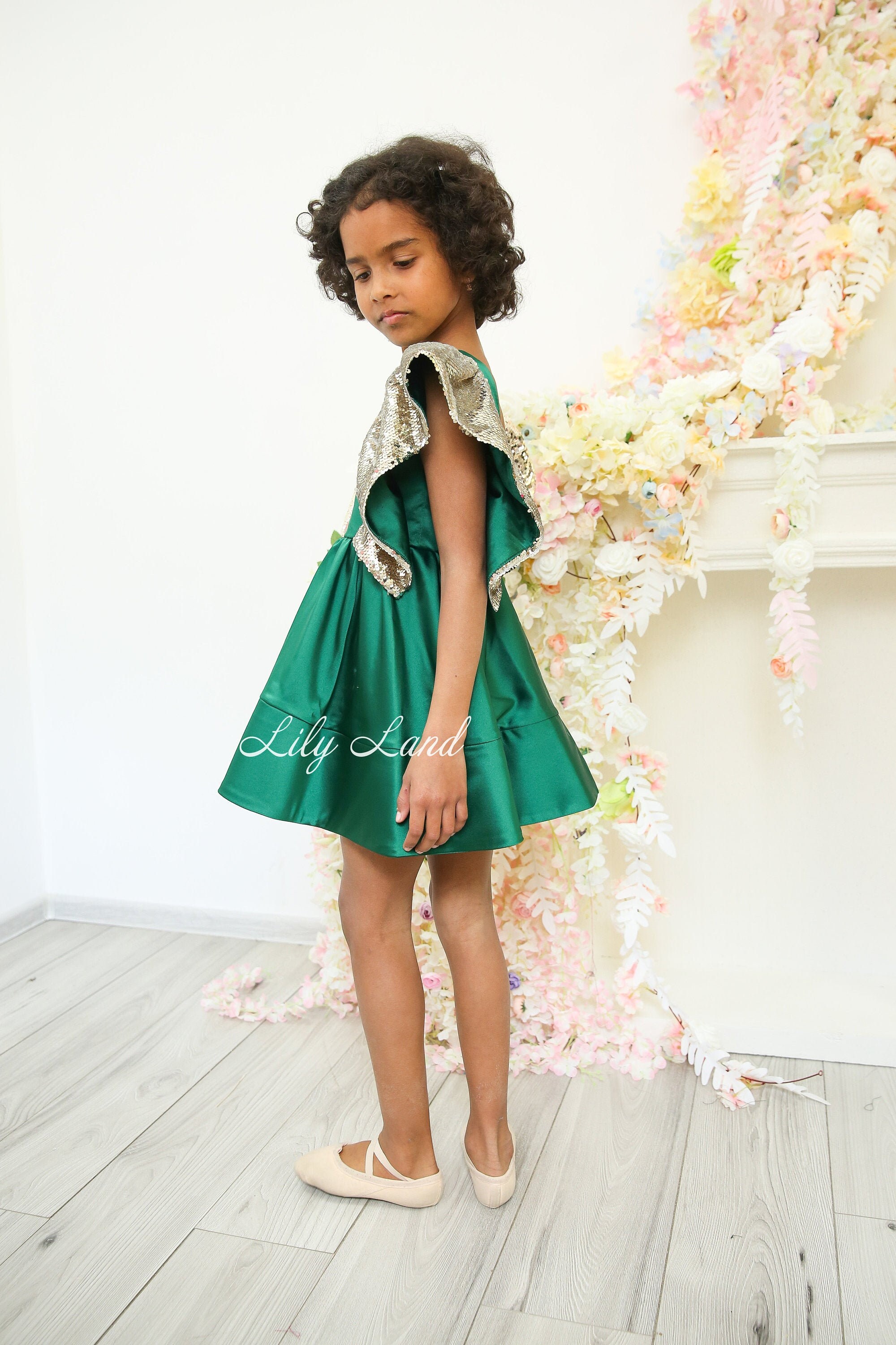 Emerald green and gold girl dress birthday baby girl dress Etsy