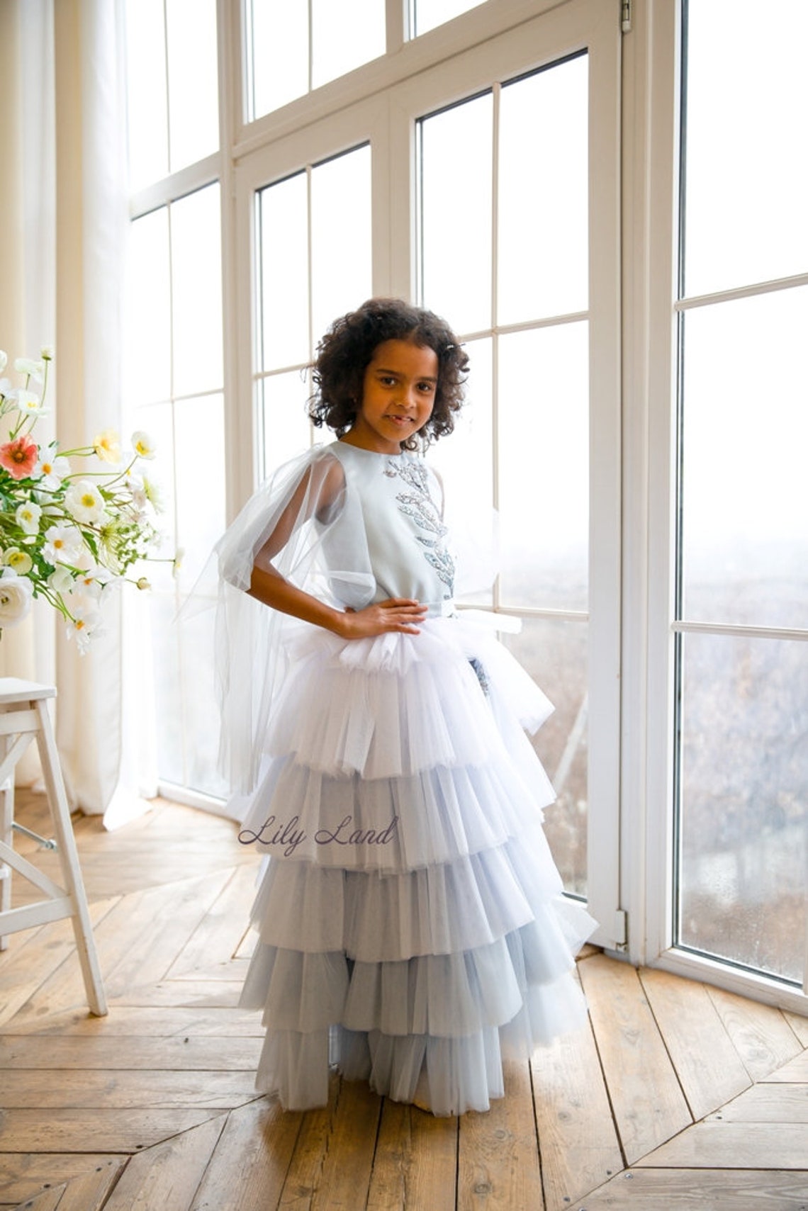 Luxury girl dress with detachable maxi skirt flower girl Etsy