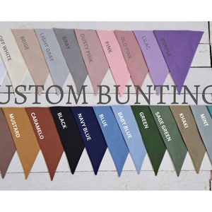 CUSTOM bunting banner, Cotton flags for nursery, Fabric garland, Neutral bunting banner, Custom wimpelkette, Baby shower, 1st birthday party zdjęcie 1