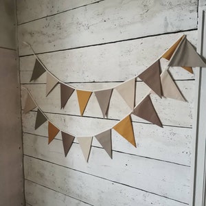 Banner BOHO, banner in cotone, bandierine beige triangolari, baby shower, bandierine per la scuola materna, arredamento della camera dei bambini, decorazione della festa di compleanno, ragazze immagine 2