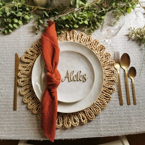 Serviettes de table en mousseline TERRACOTTA, serviettes en tissu biologique, serviettes en double gaze pour les mariages, serviette de table BOHO, carrés en mousseline de bord brut pour mariage image 1