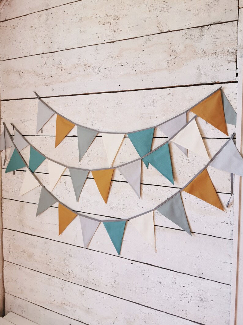 Cotton fabric triangle pennant chain for kid nursery, 1st birthday party, baby shower, garden festive, restaurant, wimpelkette fur kinder and kinderzimmer, wimpel, banderole, garland, girlande, custom, personalization, bulk option, diffirent sizes