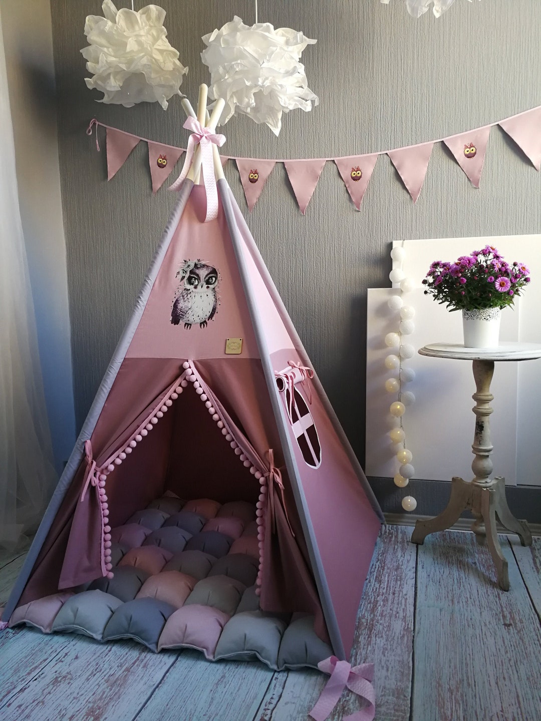 Pink Teepee Tent Tipi With Bubble Mattress Teepee Set With Etsy