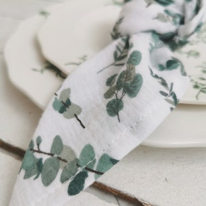 Muslin table napkins with design, Organic cloth napkins, Double gauze napkins for weddings, BOHO table napkins, Wedding muslin squres image 4