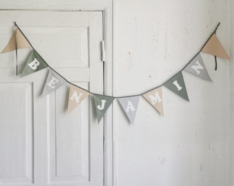 Custom bunting banner, Personalized pennant chain, Name garland, Cotton bunting with name, Garland with text, Handmade fabric bunting banner