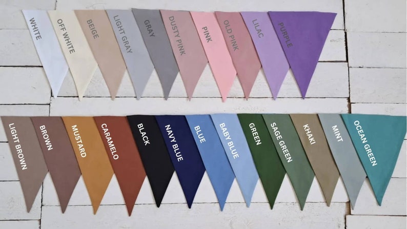 This beautiful pastel bunting banner will be perfect decoration for kids nursery, anniversary, festive, baby shower or restaurant. it made from 100% cotton fabric and have a OEKO-TEX sertificate. We do custom order for triangle flags as many you need